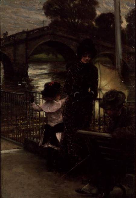 Portrait of the Artist with Mrs.Kathleen Newton and her niece, Lilian Hervey, by the Thames at Richm de James Jacques Tissot