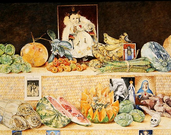 Fruit-stall, La Lagunilla, 1998 (oil on canvas) (detail of 240164)  de  James  Reeve