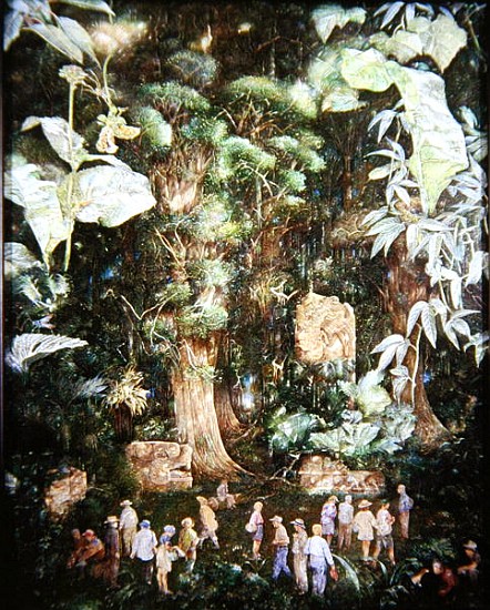 Jehovah''s Witnesses lost in the Jungle, 1989 (oil on canvas)  de  James  Reeve