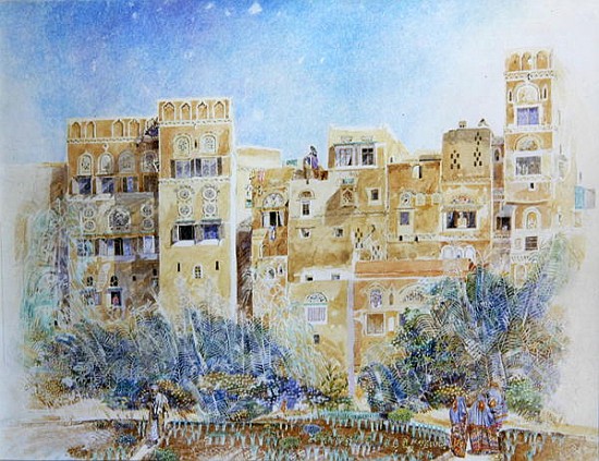 Kitchen Garden, Sana''a, North Yemen, 1975 (w/c on paper)  de  James  Reeve
