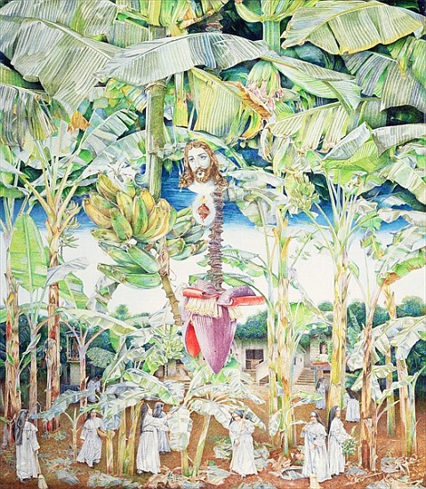 Miraculous Vision of Christ in the Banana Grove, 1989 (oil on canvas)  de  James  Reeve