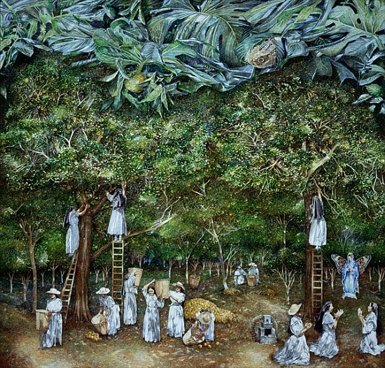 Miraculous Vision of the Virgin in the Orange Orchard, 1996 (oil on canvas)  de  James  Reeve