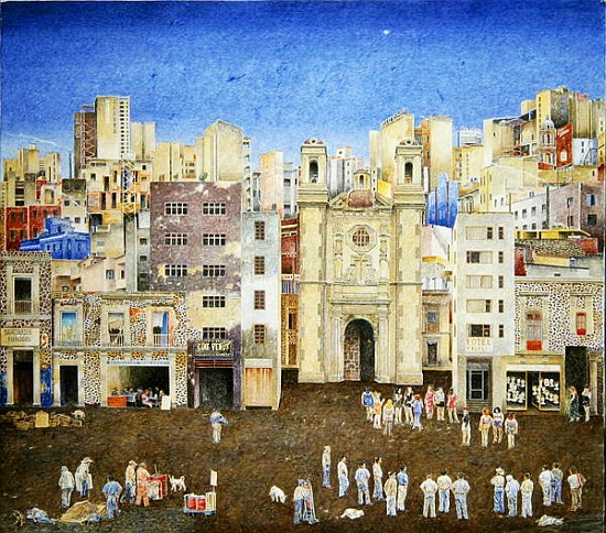Prospecting for Clients in Manzaneres, c.2001 (oil on canvas)  de  James  Reeve