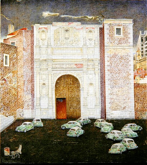 Taxi Depot, San Lazaro, Mexico City, 2003 (oil on canvas)  de  James  Reeve