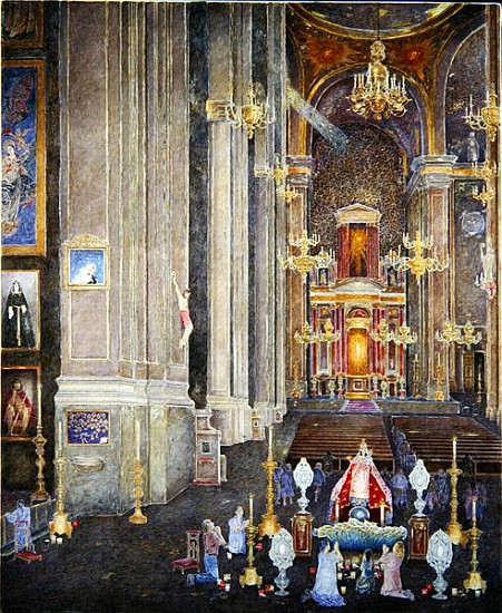 Veneration of the Virgen del Rosario, the Convent of San Domingo, 2001 (oil on canvas)  de  James  Reeve