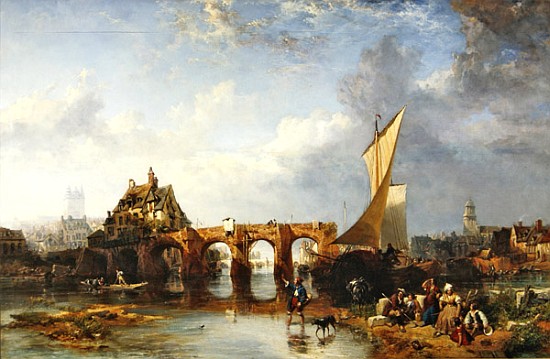 The Pont des Treilles on the river Maine at Angers de James Vivien de Fleury