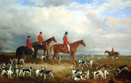 Samuel A. Reynell, Master of the Meath Hunt, with Archerstown in the distance de James Walsham Baldock