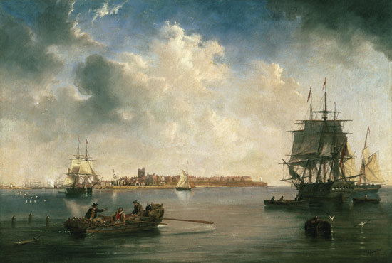 Port of Hartlepool with ships de James Wilson Carmichael