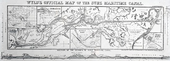 Wyld''s Official Map of the Suez Maritime Canal de James the Younger Wyld