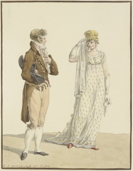 Ein Herr und eine Dame (Modebild) de Jan Anthonie Langendijk