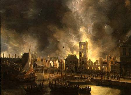 The Great Fire in the Old Town Hall Amsterdam 1652 de Jan Beerstraten