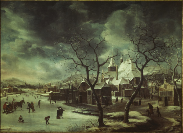J.A.Beerstraten, Dorf im Winter de Jan Beerstraten