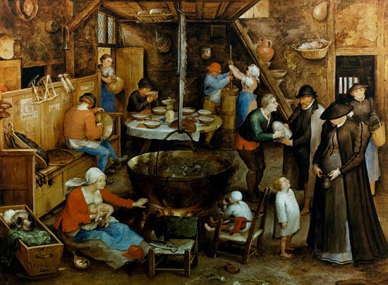 The distinguished visit in the farmhouse parlor de Jan Brueghel (El Viejo)