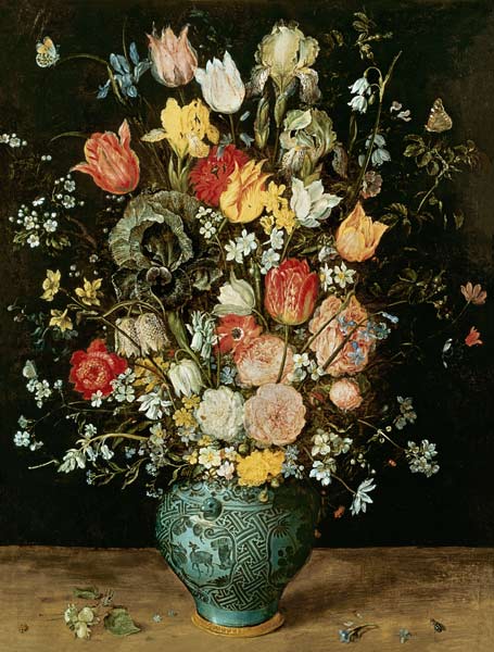 Bouquet of flowers in a blue vase de Jan Brueghel (El Viejo)