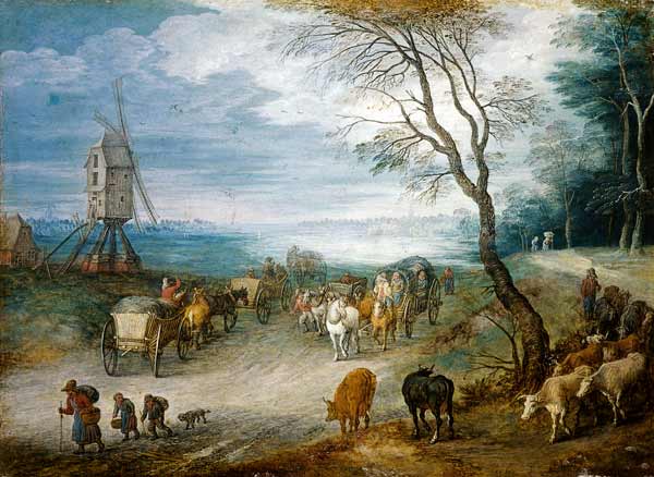 Landschaft mit Windmühle de Jan Brueghel (El Viejo)