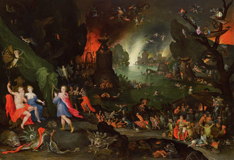 Orpheus with a Harp Playing to Pluto and Persephone in the Underworld de Jan Brueghel (El Viejo)
