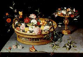 Flower basket and flower essay de Jan Brueghel (El Viejo)
