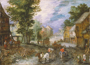 Dorflandscahft mit Schmiede de Jan Brueghel (El Viejo)
