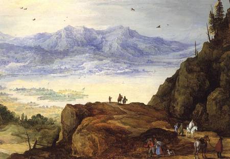 Extensive mountain landscape with a lake de Jan Brueghel (El Viejo)