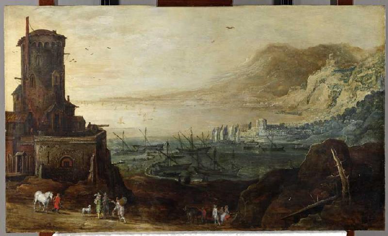 Hafenlandschaft mit Befestigungsturm de Jan Brueghel (El Viejo)