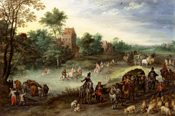 Travellers in a Landscape de Jan Brueghel (El Viejo)