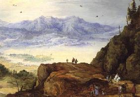 Extensive mountain landscape with a lake