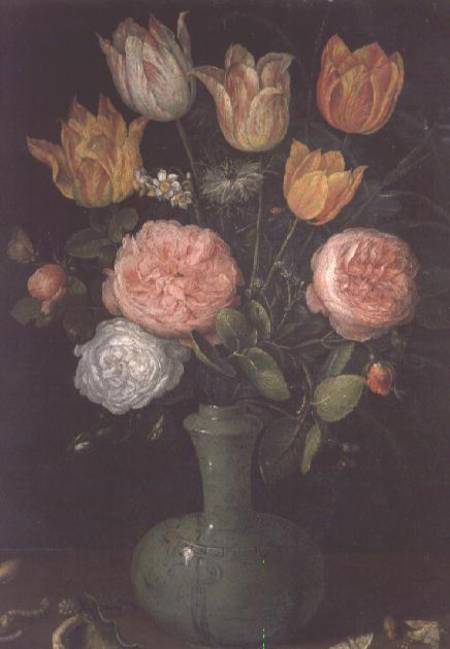 Vase of Flowers with Diamonds on the Table de Jan Brueghel (El Viejo)