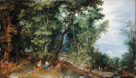 Wooded Landscape, or The Rest on the Flight into Egypt de Jan Brueghel (El Viejo)
