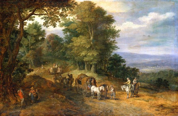Jan Brueghel d.Ä., Belebter Fahrweg de Jan Brueghel (El Joven)