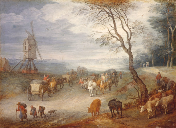 J.Brueghel t.E./ Land w. windmill/c.1611 de Jan Brueghel (El Joven)