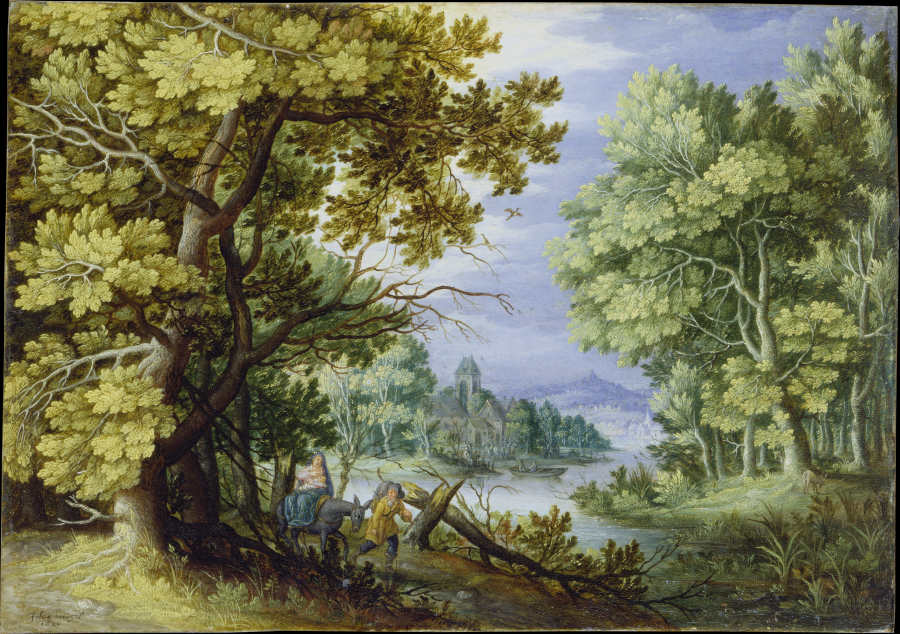 Forest Landscape with Flight into Egypt de Jan Brueghel (El Joven)