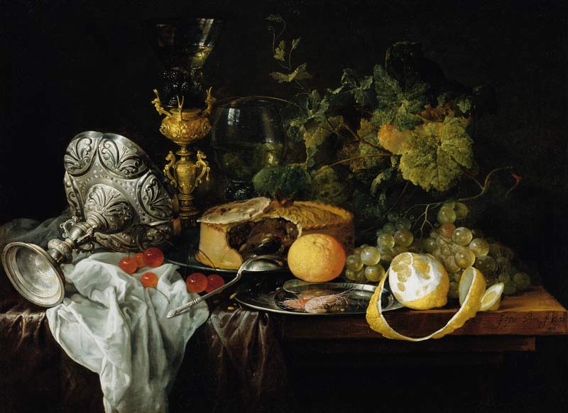 Sumptuous Still Life with Fruits, Pie and Goblets de Jan Davidsz. de Heem