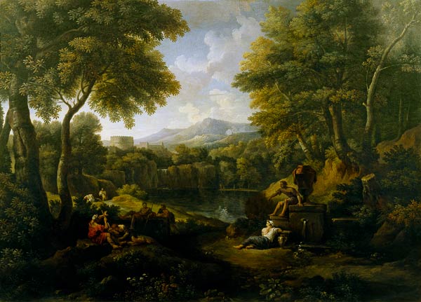 Landscape with figures at a well de Jan Frans van Bloemen