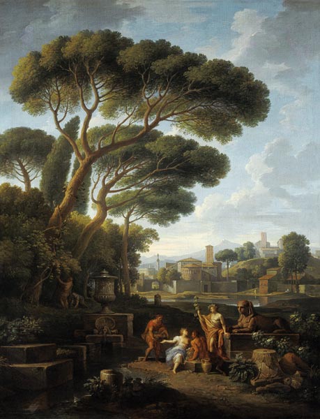 Figures in a Roman landscape de Jan Frans van Bloemen