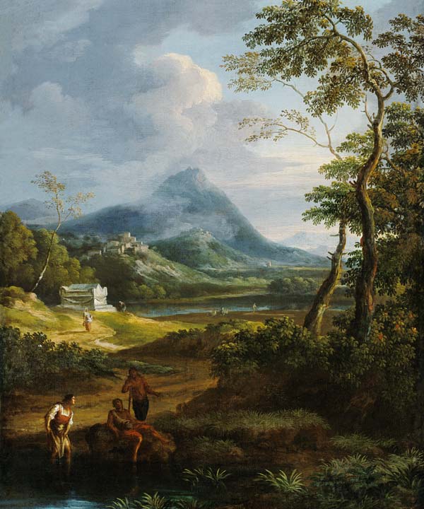 Figures in a classical landscape (pair of 81819) de Jan Frans van Bloemen