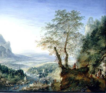 A capriccio river landscape de Jan Griffier d.Ä.
