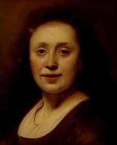 Half-length portrait of a young woman with open ha