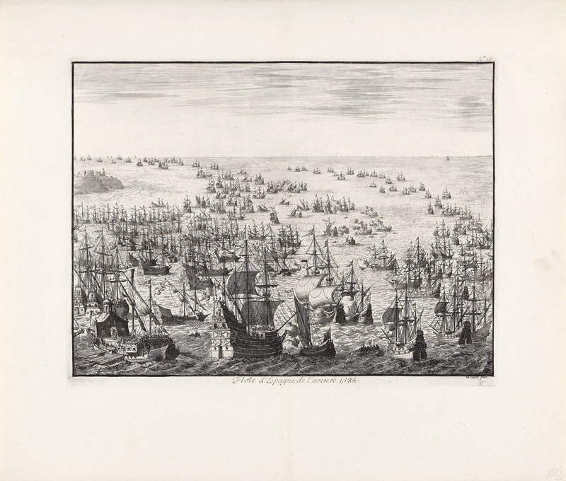 The sinking of the Spanish Armada in 1588 de Jan Luyken