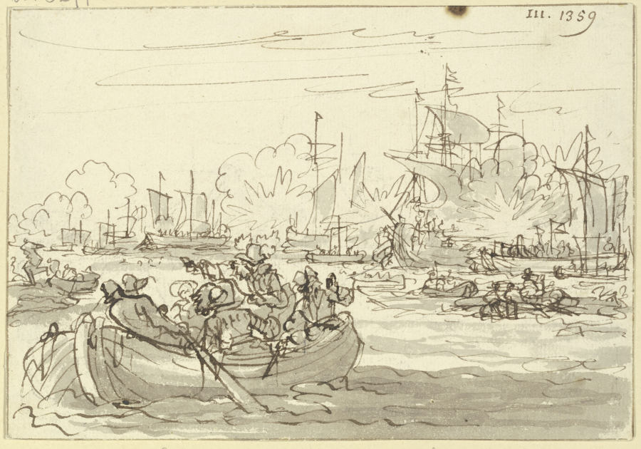 Die spanische Flotte wird im Jahr 1631 von holländischen Schiffen auf der Schelde erobert de Jan Luyken
