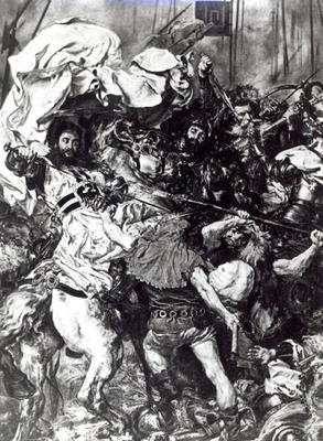 The Battle of Grunwald on 15th July 1410, detail depicting the death of the Grand Master Ulrich von de Jan Matejko
