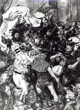 The Battle of Grunwald on 15th July 1410, detail depicting the death of the Grand Master Ulrich von