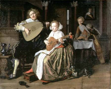 A Young Man Playing a Theorbo and a Young Woman Playing a Cittern de Jan Miense Molenaer