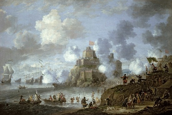 Mediterranean Castle under Siege from the Turks de Jan Peeters