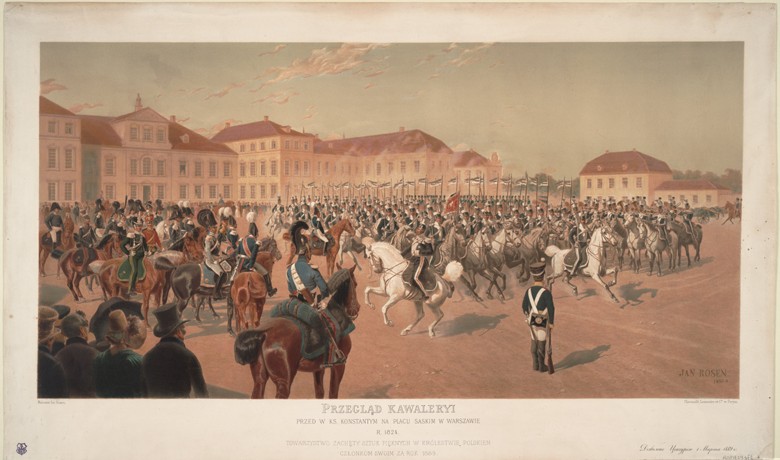 Grand Duke Constantine Pavlovich of Russia at the Cavalry Review on the Saxon Square in Warsaw, 1824 de Jan Rosen