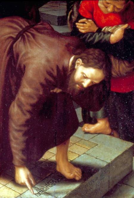Christ and woman taken in adultery  (detail of 231478) de Jan Sanders van Hemessen