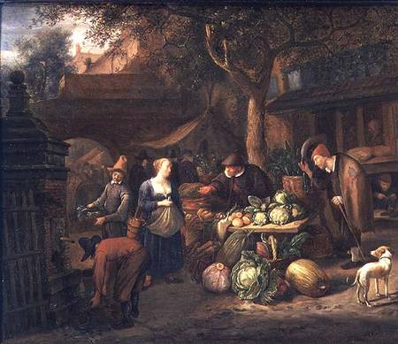 Market Scene (panel) de Jan Steen
