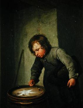 Boy Playing with Marbles
