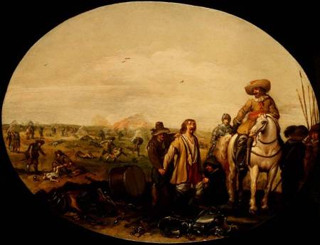 The Aftermath of Battle (oil on copper) de Jan the Younger Martsen