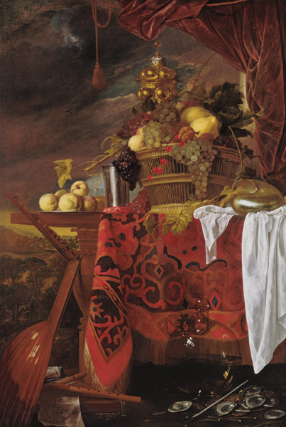 Still Life with Basket of Fruit and Landscape beyond de Jan van Dalen