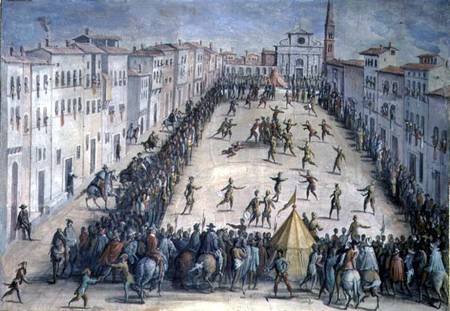 A Game of Football in the Piazza Santa Maria Novella, Florence de Jan van der Straet